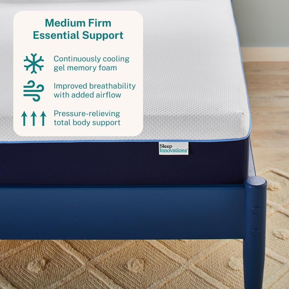 Sleep Innovations Marley 12 Inch Cooling Gel Memory Foam Mattress, Queen Size, Bed in a Box, Medium Firm Support · v2