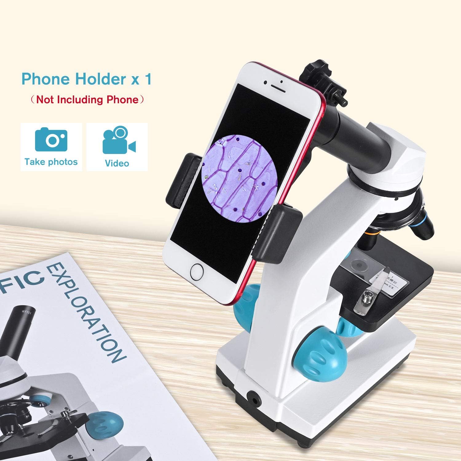HSL 40X-2000X Microscope for Kids, Monocular Microscope Students Set  Handbag Phone Holder  Beginner Biological LAD Kit for Science Educational Boys Girls Toys LED