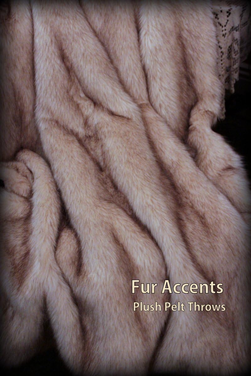 ผ้าห่ม Fur Accents/ผ้าคลุม/สีขาวปลายสีน้ำตาล Arctic Fox Luxury Faux Fur /60x72 นิ้ว