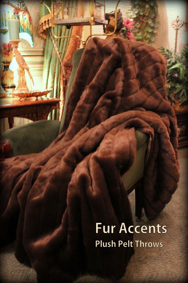 ผ้าห่ม/ผ้าคลุมเตียง Fur Accents/ขนมิงค์สีน้ำตาลช็อกโกแลตสุดหรู ขนาด 5x6 ฟุต