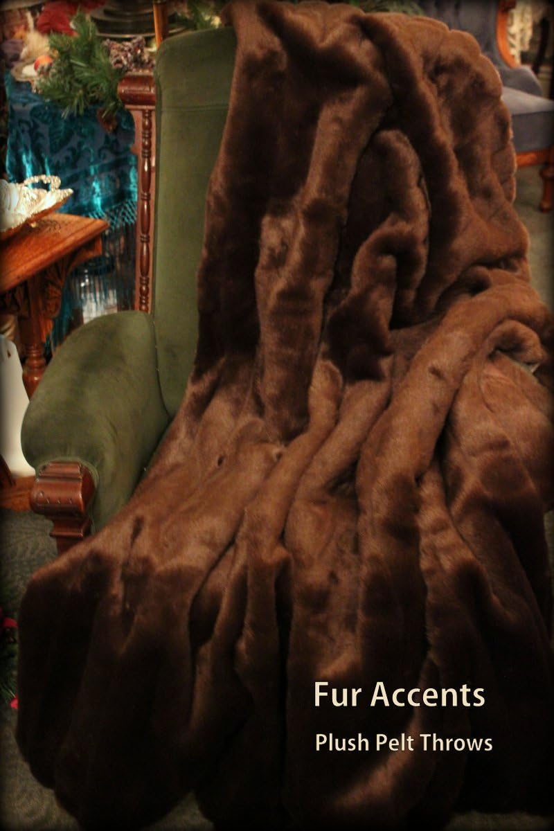 ผ้าห่ม/ผ้าคลุมเตียง Fur Accents/ขนมิงค์สีน้ำตาลช็อกโกแลตสุดหรู ขนาด 5x6 ฟุต