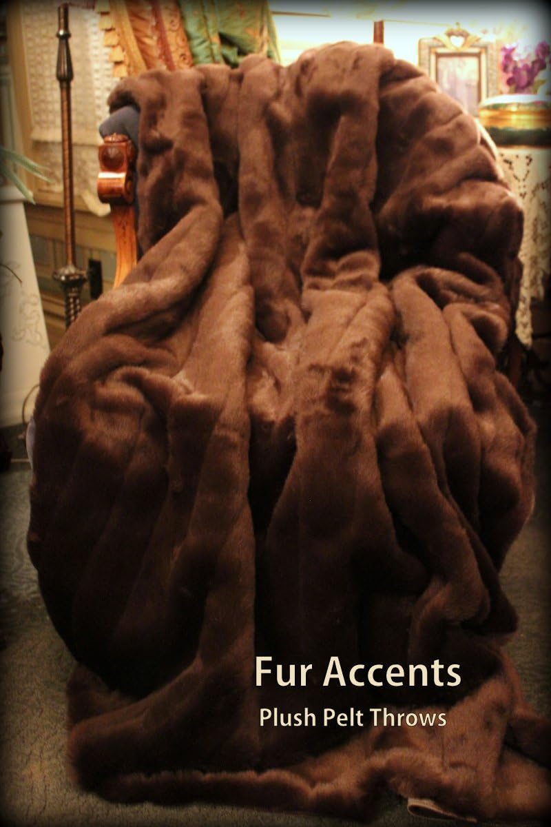 ผ้าห่ม/ผ้าคลุมเตียง Fur Accents/ขนมิงค์สีน้ำตาลช็อกโกแลตสุดหรู ขนาด 5x6 ฟุต