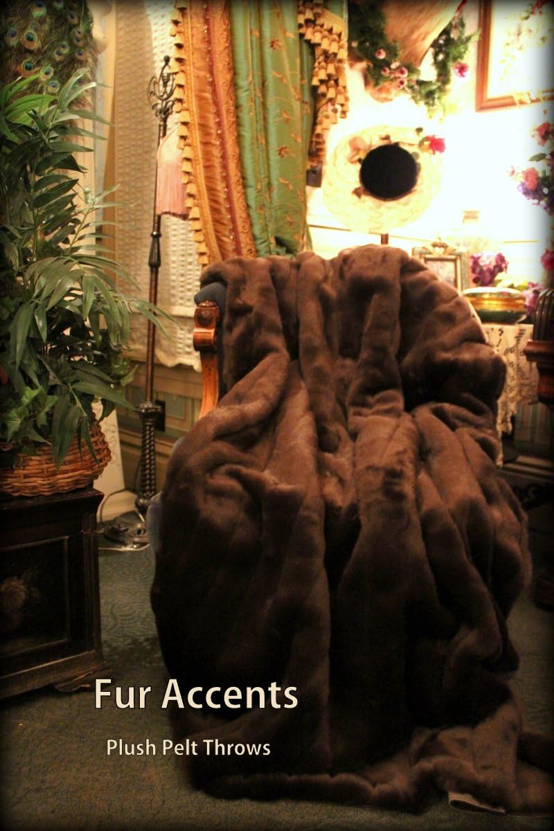 ผ้าห่ม/ผ้าคลุมเตียง Fur Accents/ขนมิงค์สีน้ำตาลช็อกโกแลตสุดหรู ขนาด 5x6 ฟุต