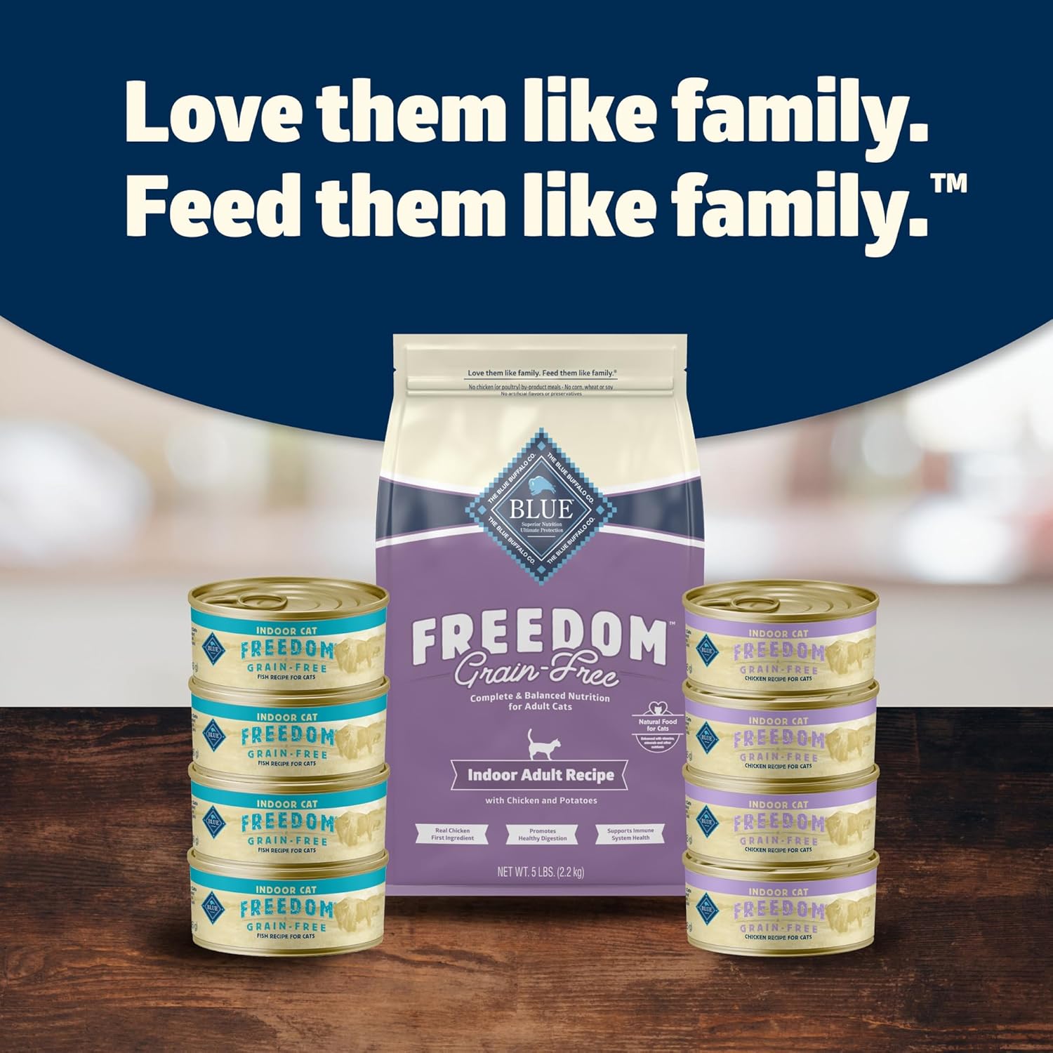 Blue Buffalo Freedom Grain-Free Adult Dry Cat Food, Complete  Balanced Nutrition for Indoor Cats, Made with Natural Ingredients, Chicken Recipe, 5-lb. Bag · v2