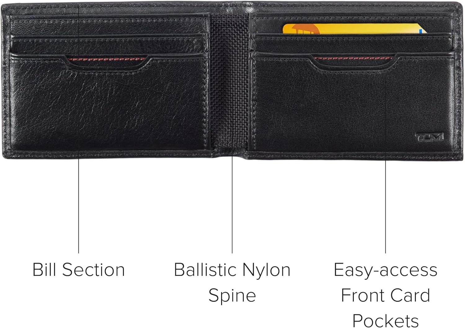 TUMI - Delta Slim Single Billfold Wallet - Leather Wallet - RFID Blocking Technology - Card Slots, Pockets - 4 x 3" - Black