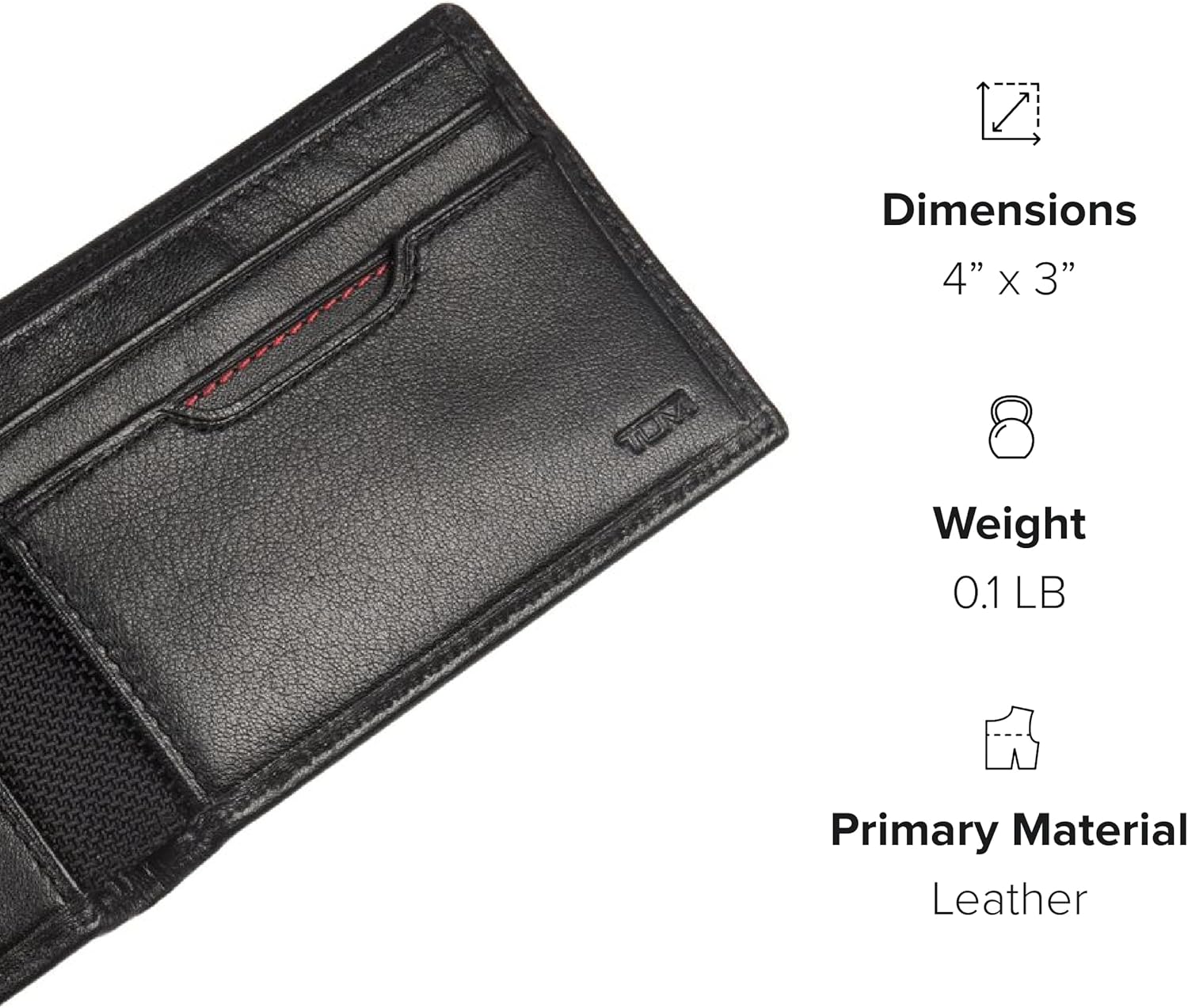 TUMI - Delta Slim Single Billfold Wallet - Leather Wallet - RFID Blocking Technology - Card Slots, Pockets - 4 x 3" - Black