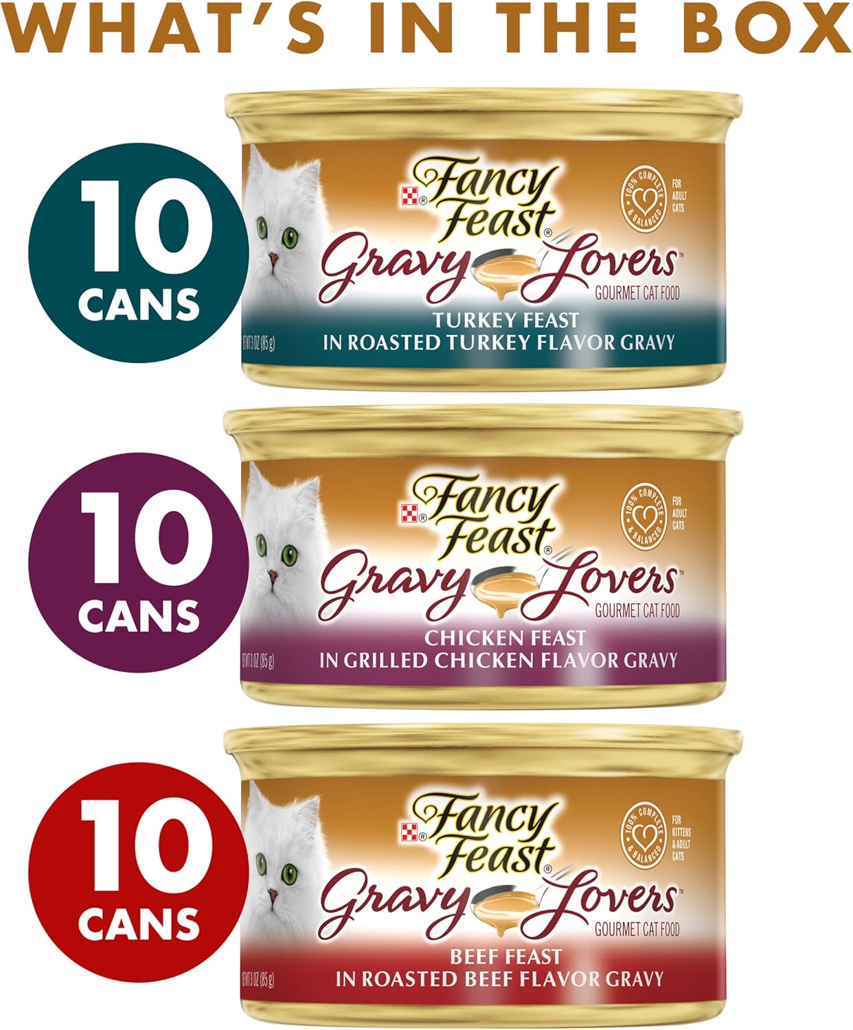 Purina Fancy Feast Gravy Lovers Poultry and Beef Gourmet Wet Cat Food Variety Pack - (Pack of 30) 3 oz. Cans · v2