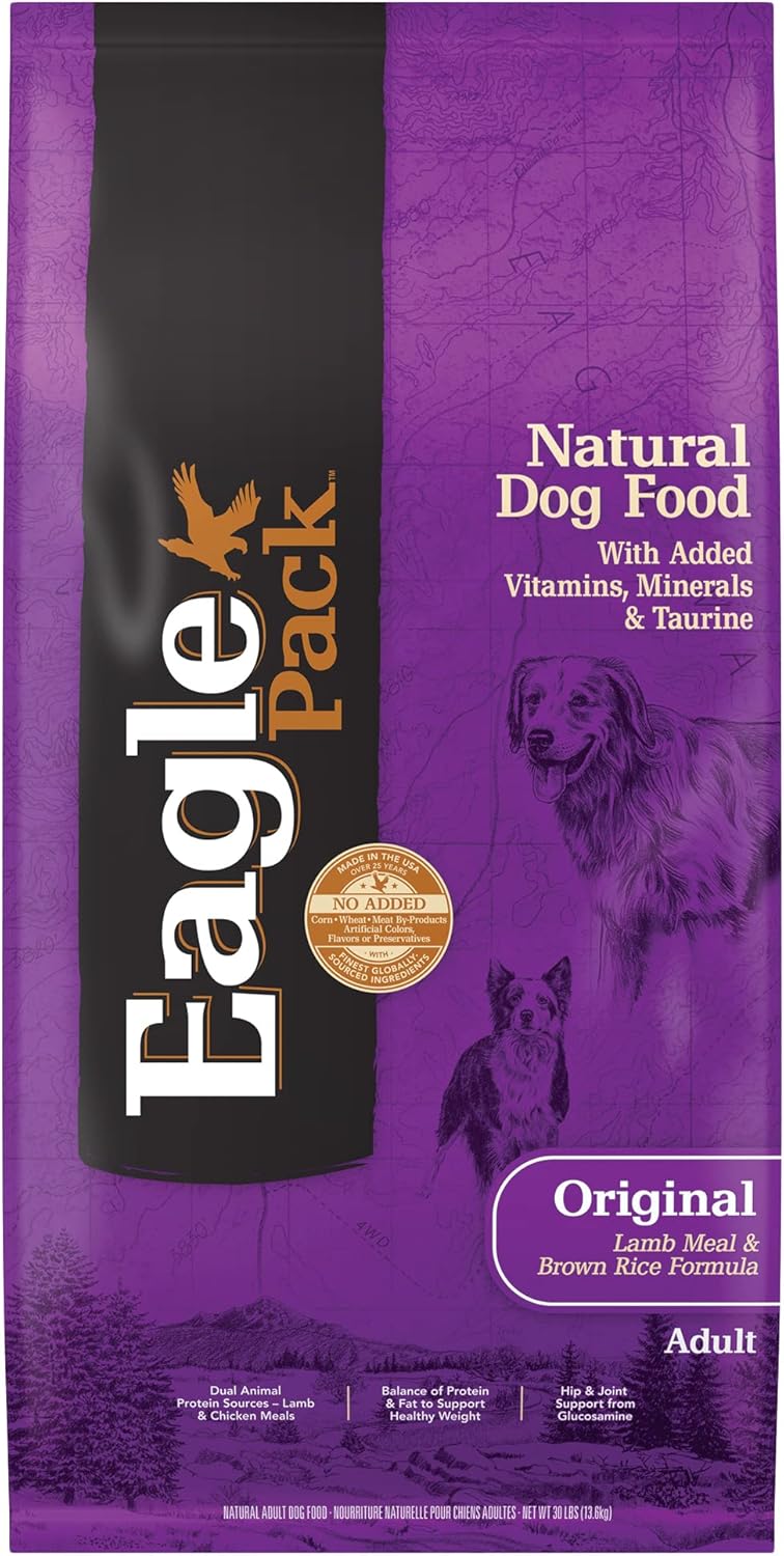 Alimento seco natural para perros Eagle Pack, arroz con cordero, bolsa de 30 libras