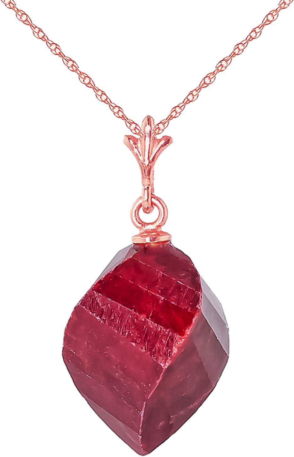 Galaxy Gold GG Halskette aus 14-karätigem Massivgold, gedrehter Briolette, Rubin