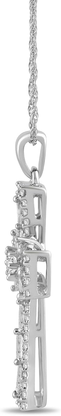 Collana con ciondolo a croce in oro bianco 10 carati Amazon Essentials (1 cttw), 18 (precedentemente collezione Amazon)