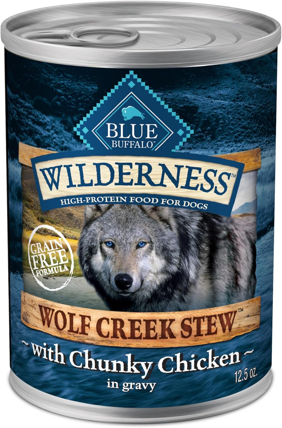 Blue Buffalo Wilderness Wolf Creek Stew High Protein, Natural Wet Food for Dogs, Hearty Chicken Stew in Gravy, 12.5-oz cans, 12 Count · v3