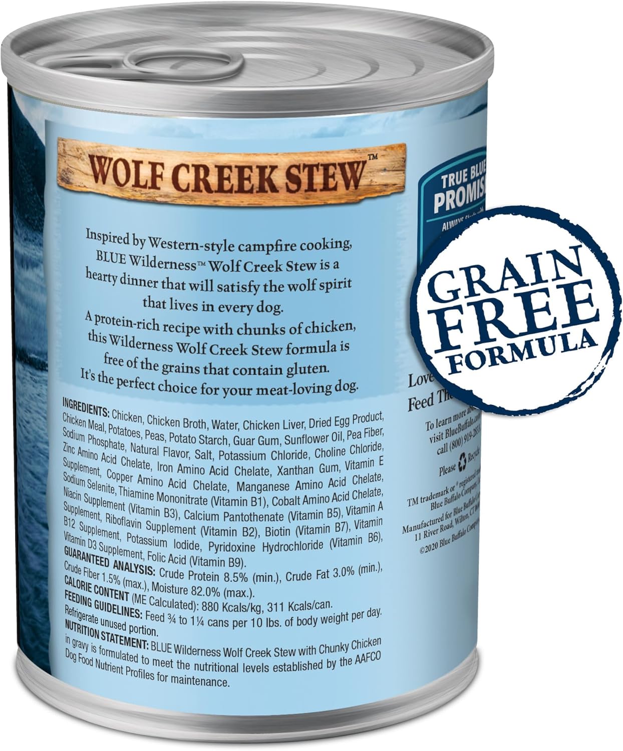 Blue Buffalo Wilderness Wolf Creek Stew High Protein, Natural Wet Food for Dogs, Hearty Chicken Stew in Gravy, 12.5-oz cans, 12 Count · v3