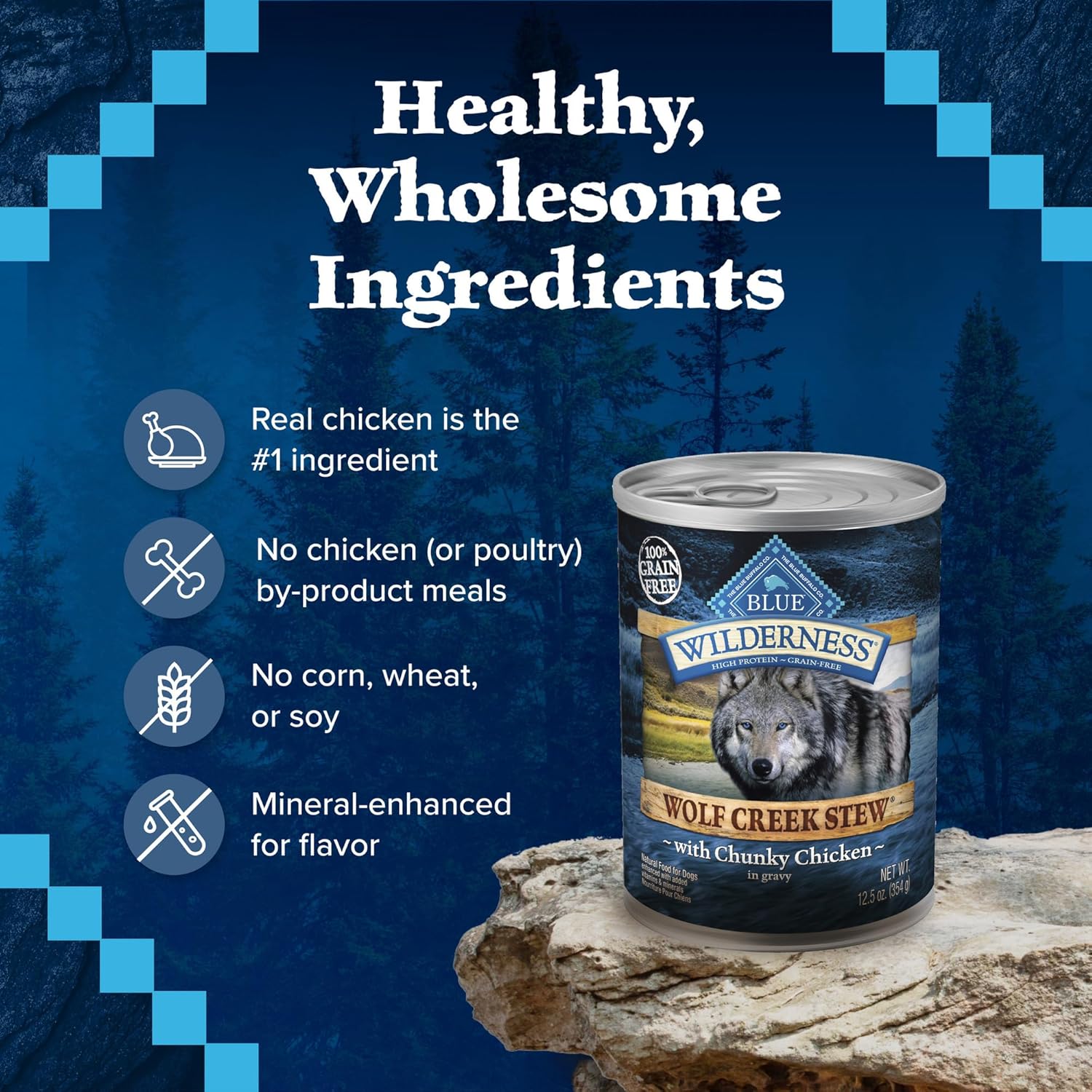 Blue Buffalo Wilderness Wolf Creek Stew High Protein, Natural Wet Food for Dogs, Hearty Chicken Stew in Gravy, 12.5-oz cans, 12 Count · v3