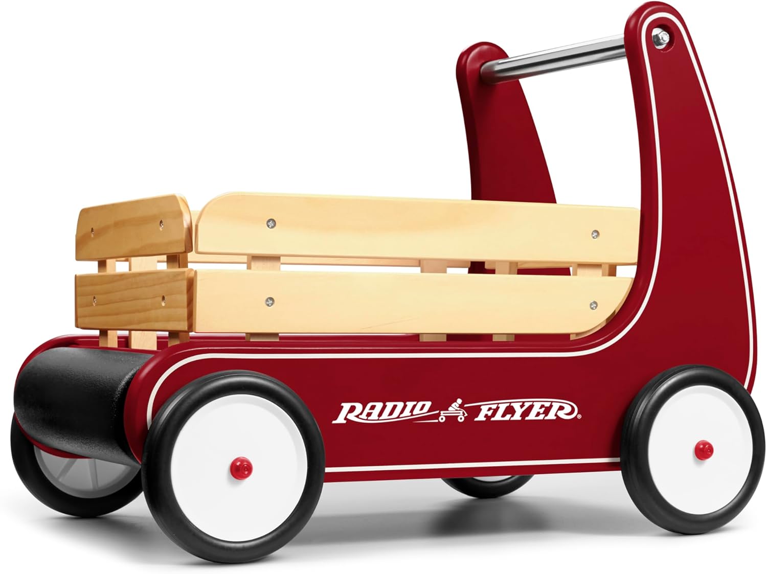 Radio Flyer Classic Walker Wagon, giocattolo per bambini Sit to Stand, Wood Walker, per 1-4 anni, rosso