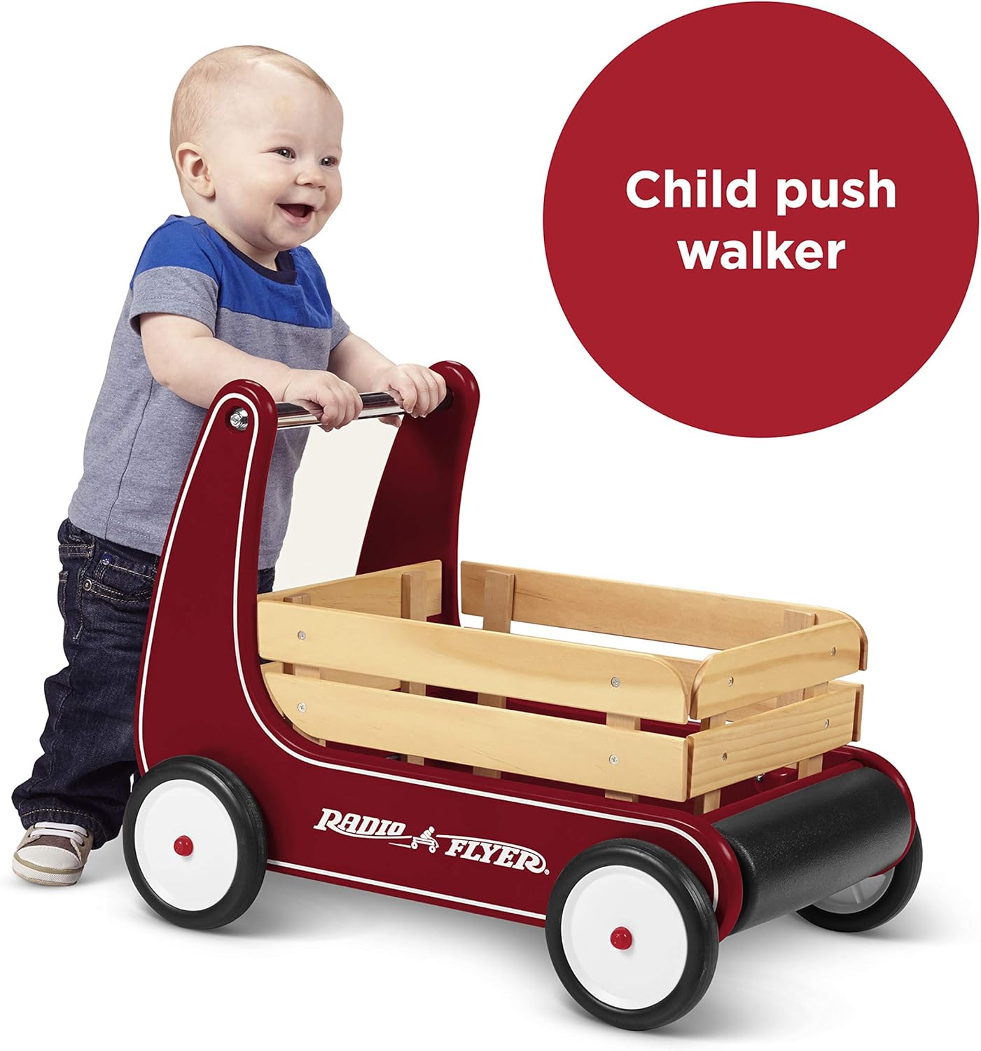 Radio Flyer Classic Walker Wagon, Sit to Stand Toddler Toy, Wood Walker, For Ages 1-4, Red · v3