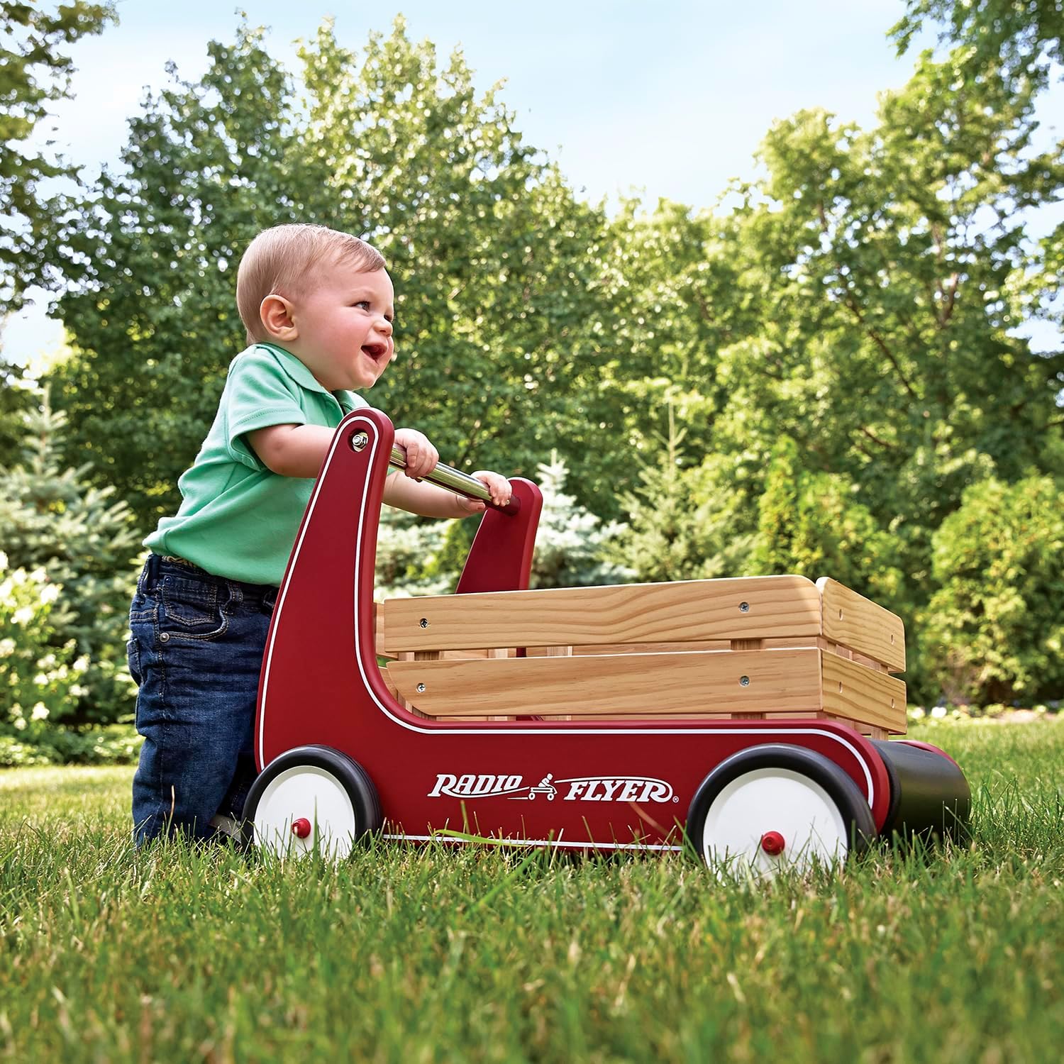 Radio Flyer Classic Walker Wagon, Sit to Stand Toddler Toy, Wood Walker, For Ages 1-4, Red · v3