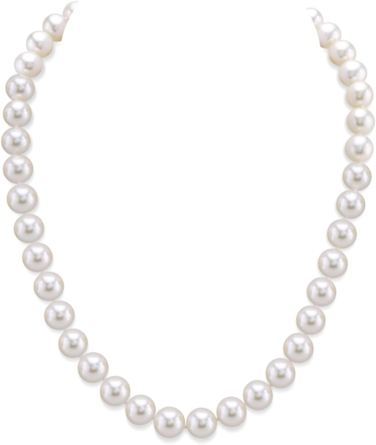 Collana da donna in vera perla The Pearl Source con perle coltivate d'acqua dolce bianche rotonde di qualità AAA | Chiusura in oro 14 carati, regali di perle in oro bianco per Natale, vacanze e anniversari