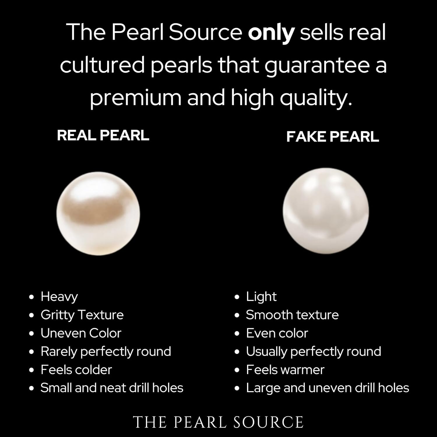 Collana da donna in vera perla The Pearl Source con perle coltivate d'acqua dolce bianche rotonde di qualità AAA | Chiusura in oro 14 carati, regali di perle in oro bianco per Natale, vacanze e anniversari