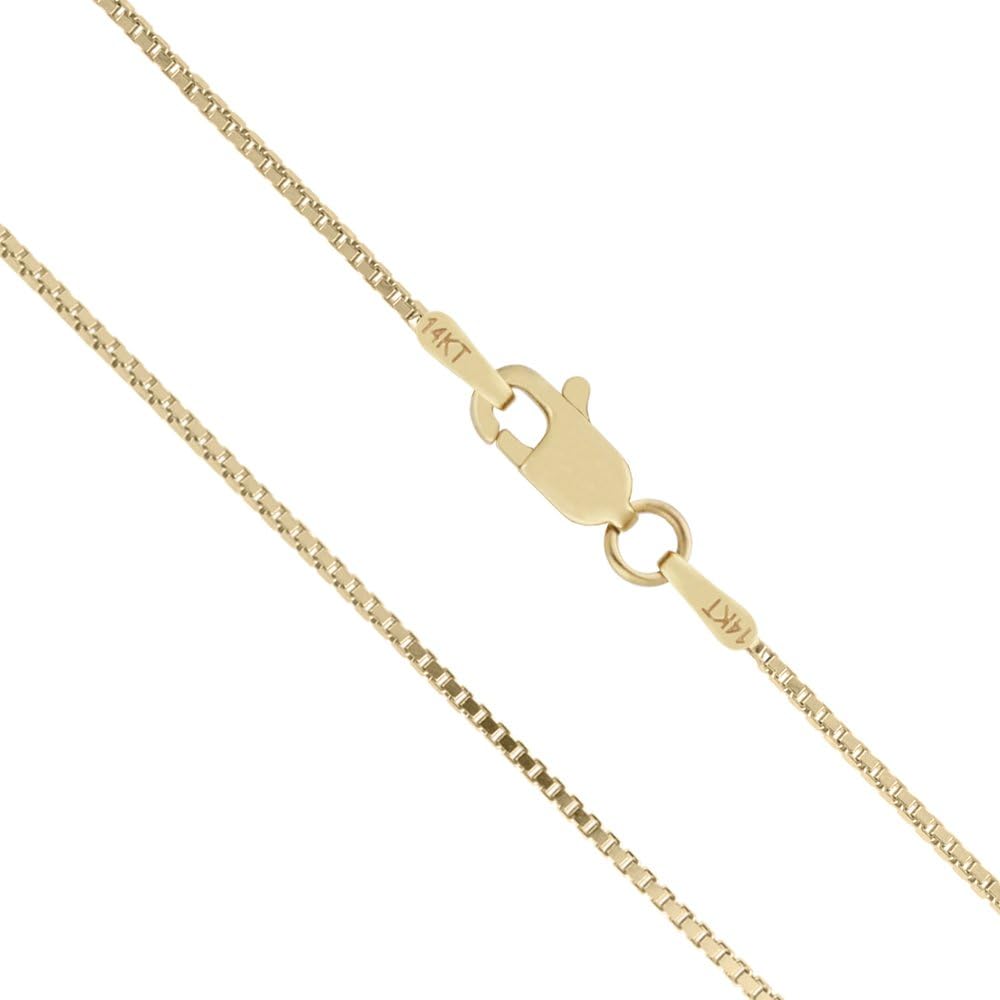 Collar de cadena en forma de caja de oro amarillo macizo de 14 quilates de Honolulu Jewelry Company, de 0,5 mm o 1 mm, de 16 a 24 pulgadas