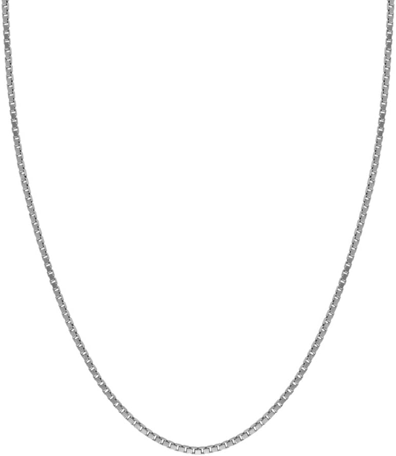 Honolulu Jewelry 14-karaats echt massief witgoud, halsketting met doosketting van 0,5 mm of 1 mm, 16 - 24"