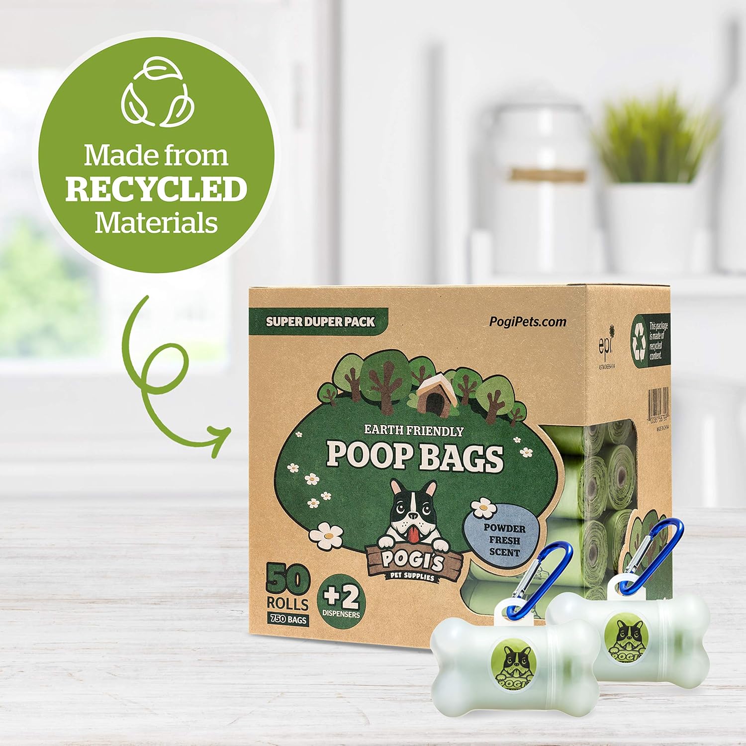 Pogis Pet Supplies Poop Bags - 50 Rolls (750 Dog Poop Bags)  2 Dispensers - Leak-Proof, Earth-Friendly Poop Bags for Dogs · v10