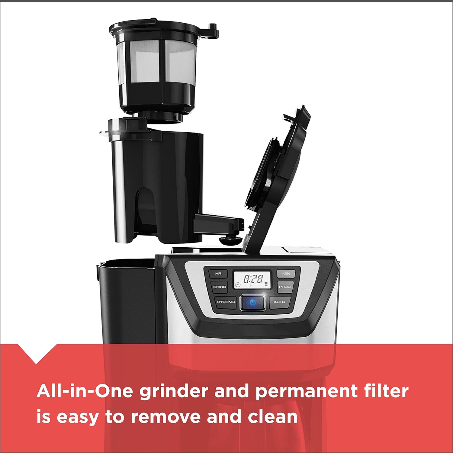 BLACK DECKER 12-Cup Mill and Brew Coffe Maker, CM5000B, 24-Hour Programble, Built-in Grinder, Sneak-A-Cup, Permanent Washable Fitler · v2