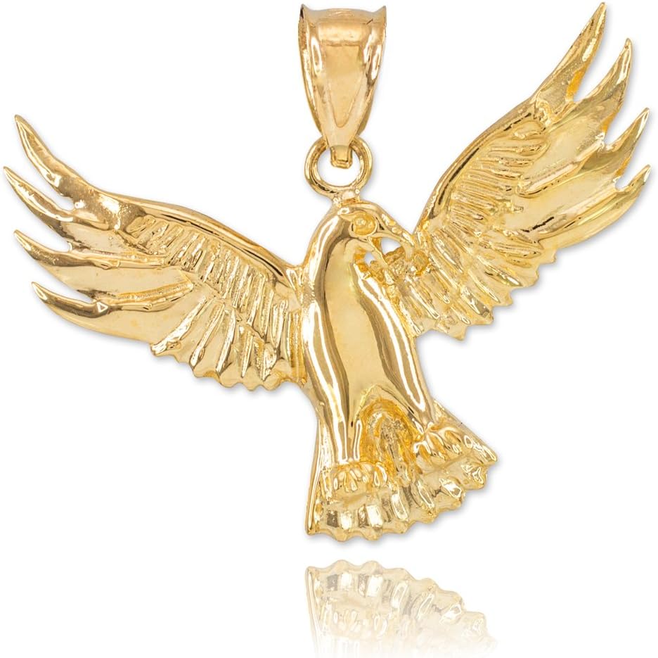 Animal Kingdom Fine 14k Yellow Gold Firebird Charm Phoenix Necklace Pendant · v2