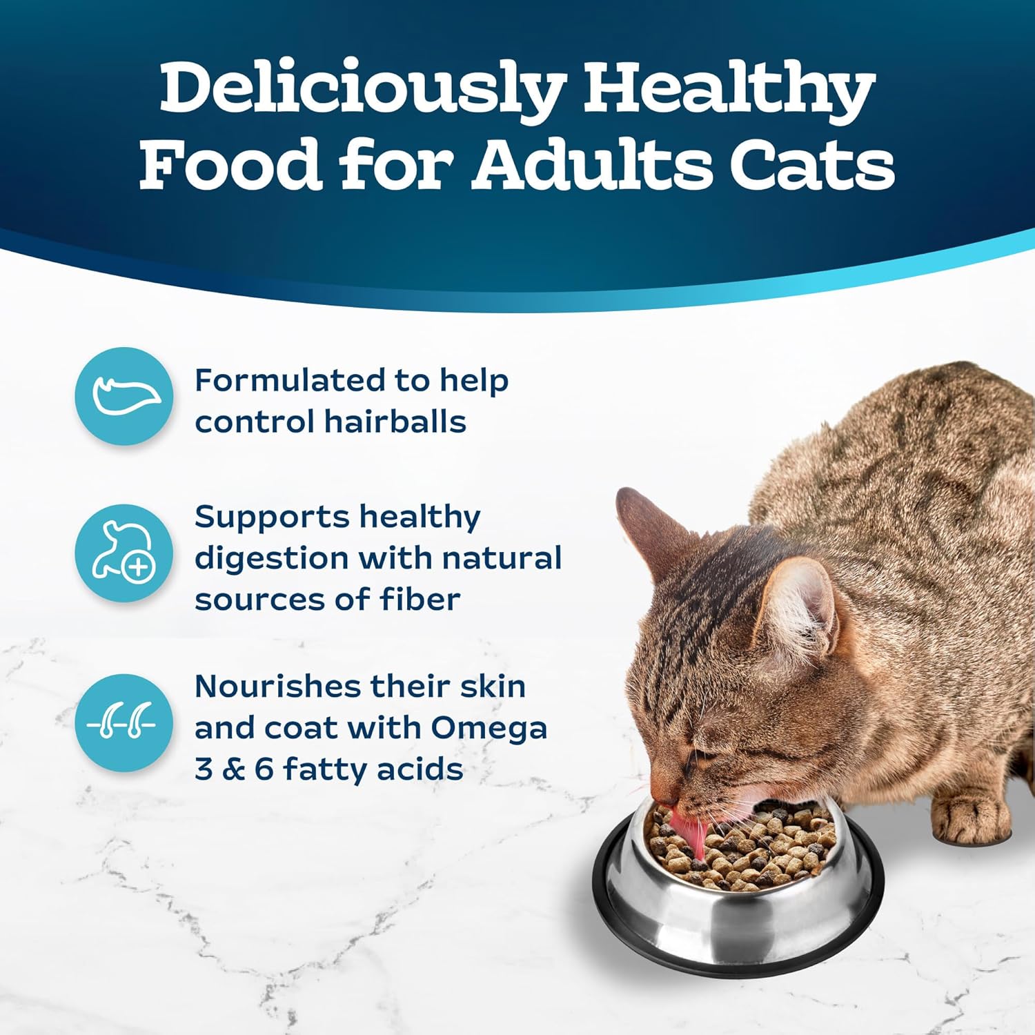 Alimento seco para gatos Blue Buffalo Tastefuls Adult Ball Care, fabricado en los Estados Unidos con ingredientes naturales, receta de arroz integral con pollo, 3 libras Bolsa