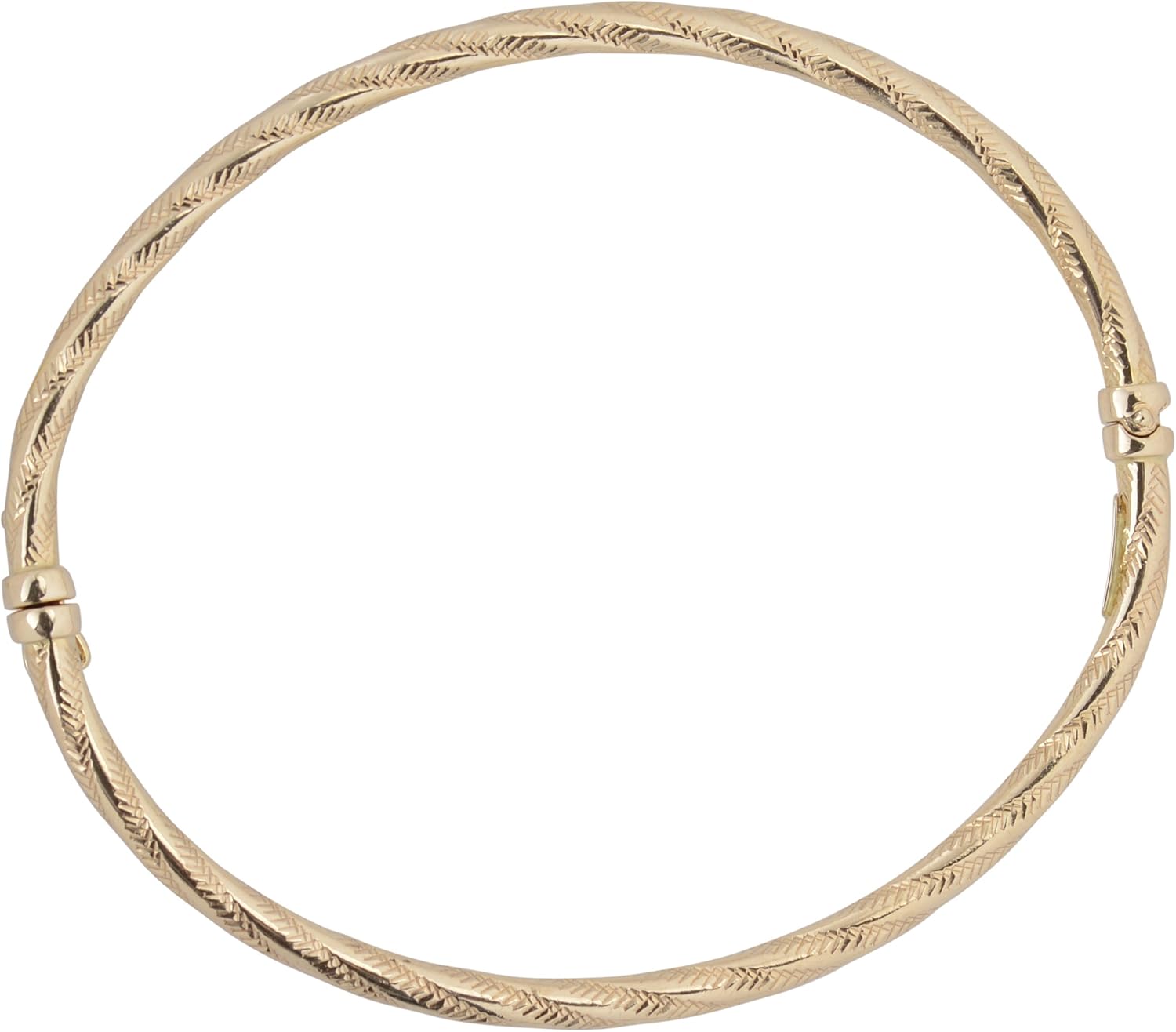 Kooljewelry 10k Yellow Gold 3 mm High Polish and Diamond-cut Finish Bangle Bracelet · v4