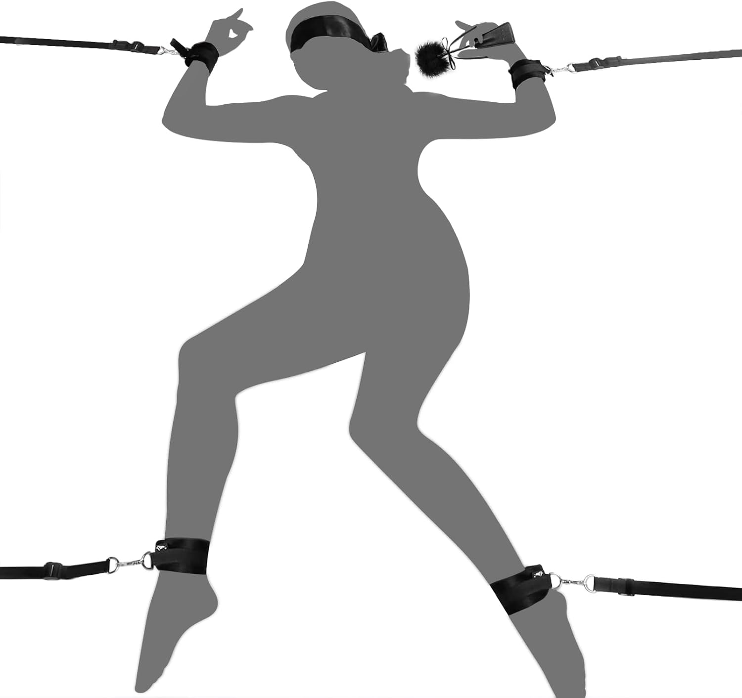 BDSM-set voor seksbondage, UTIMI, set, seksspeeltjes met handboeien, enkelboeien, bondagecollectie, blinddoek en kietelaar inbegrepen