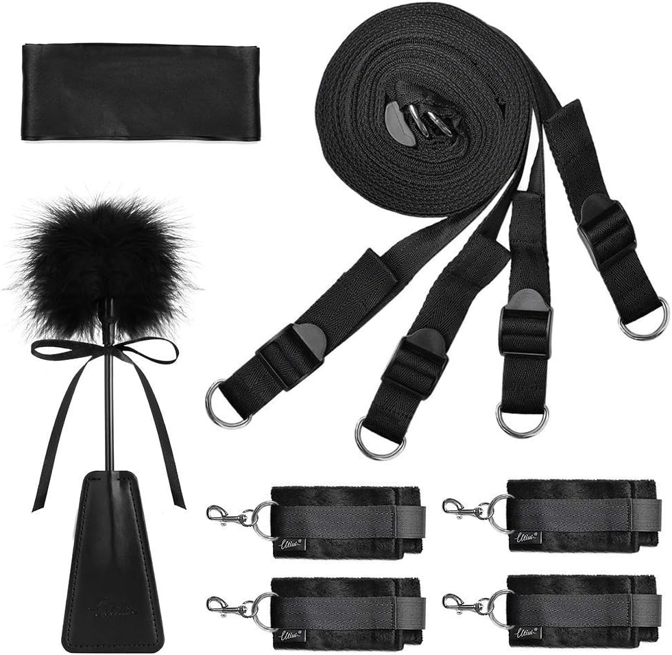 Sex Bondage BDSM Kit UTIMI Zestaw ograniczeń Zabawki erotyczne z mankietami do rąk Mankiet na kostkę Bondage Collection Wzmacniacz z opaską na oczy; Tickler w zestawie
