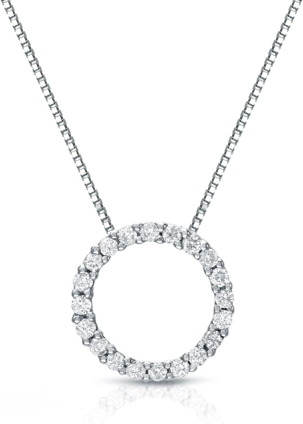 1/6 to 1 Carat Diamond Circle of Life Round Pendant Necklace for Women in 14k Gold (I1-I2, cttw) on 18 Inch Long Chain with Spring Ring Clasp by Diamond Wish · v2