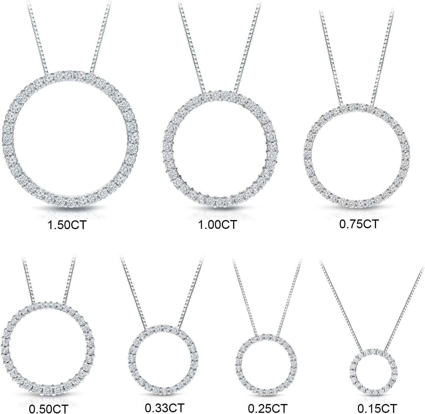 1/6 to 1 Carat Diamond Circle of Life Round Pendant Necklace for Women in 14k Gold (I1-I2, cttw) on 18 Inch Long Chain with Spring Ring Clasp by Diamond Wish · v2