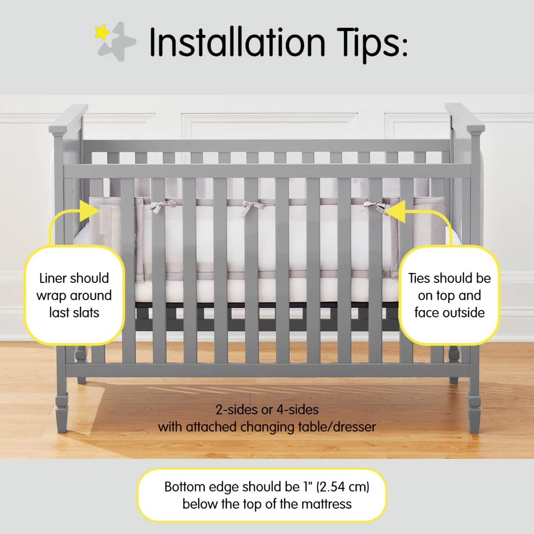 BreathableBaby Breathable Mesh Liner for Full-Size Cribs, Classic 3mm Mesh, White (Size 2FS Covers 2 Sides) · v3