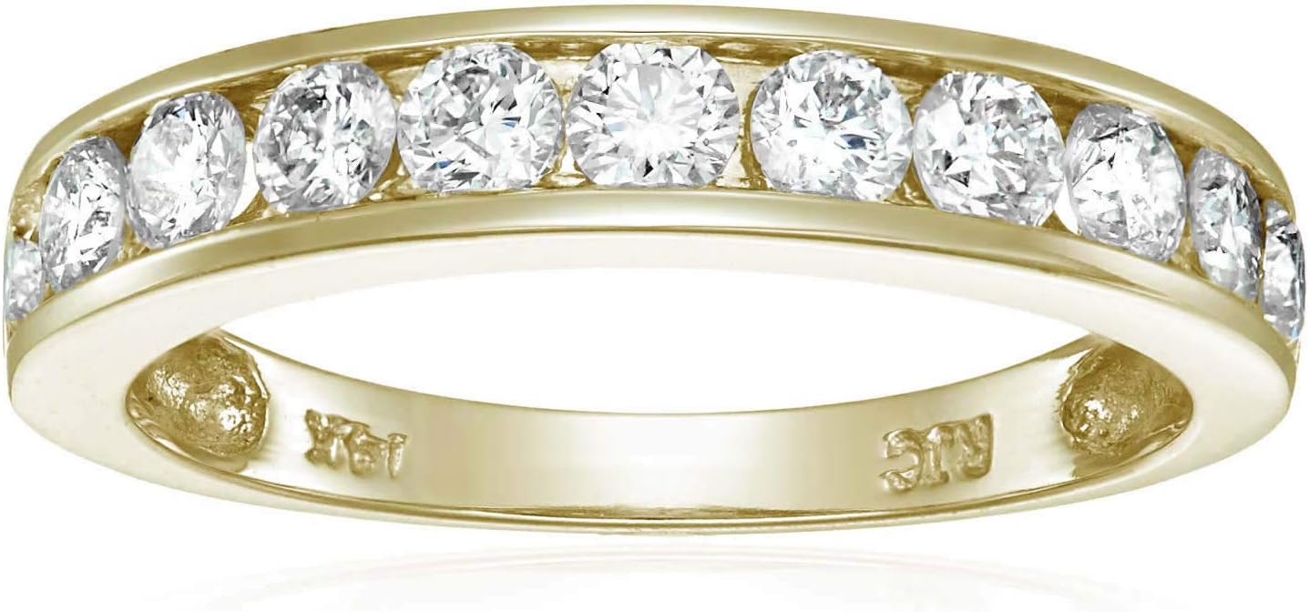 1 cttw Diamond Wedding Anniversary Band for Women Half Eternity Diamond Engagement Ring 14K Yellow Gold Channel Set Size 4.5-10 · v2