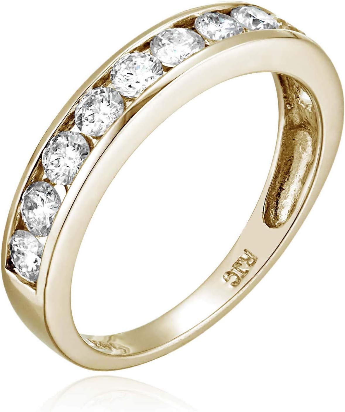 1 cttw Diamond Wedding Anniversary Band for Women Half Eternity Diamond Engagement Ring 14K Yellow Gold Channel Set Size 4.5-10 · v2