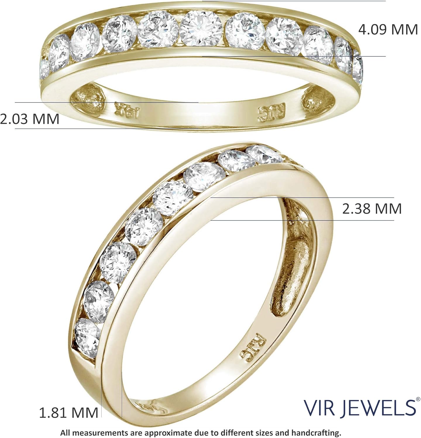1 cttw Diamond Wedding Anniversary Band for Women Half Eternity Diamond Engagement Ring 14K Yellow Gold Channel Set Size 4.5-10 · v2