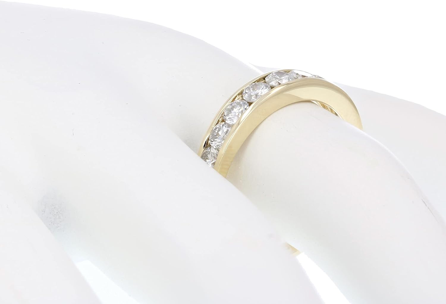 1 cttw Diamond Wedding Anniversary Band for Women Half Eternity Diamond Engagement Ring 14K Yellow Gold Channel Set Size 4.5-10 · v2