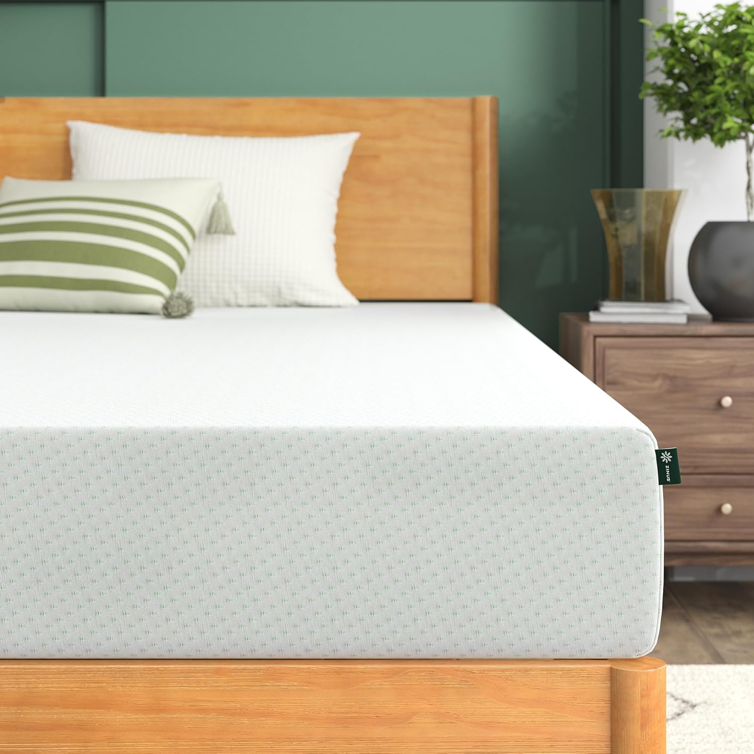 ZINUS 8 Inch Green Tea Memory Foam Mattress, Queen, Fiberglass Free, Patented Custom Contour Support, Sturdy Base Foam, CertiPUR-US Certified, Mattress in A Box, White · v2