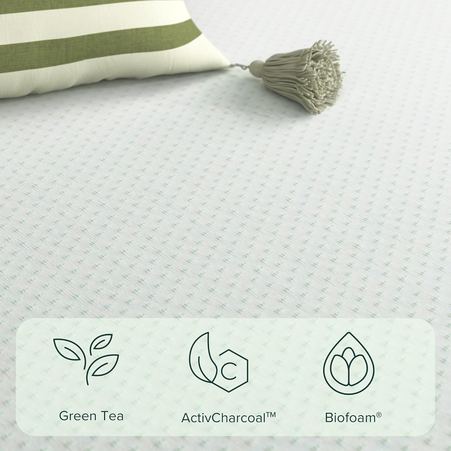 ZINUS 8 Inch Green Tea Memory Foam Mattress, Queen, Fiberglass Free, Patented Custom Contour Support, Sturdy Base Foam, CertiPUR-US Certified, Mattress in A Box, White · v2