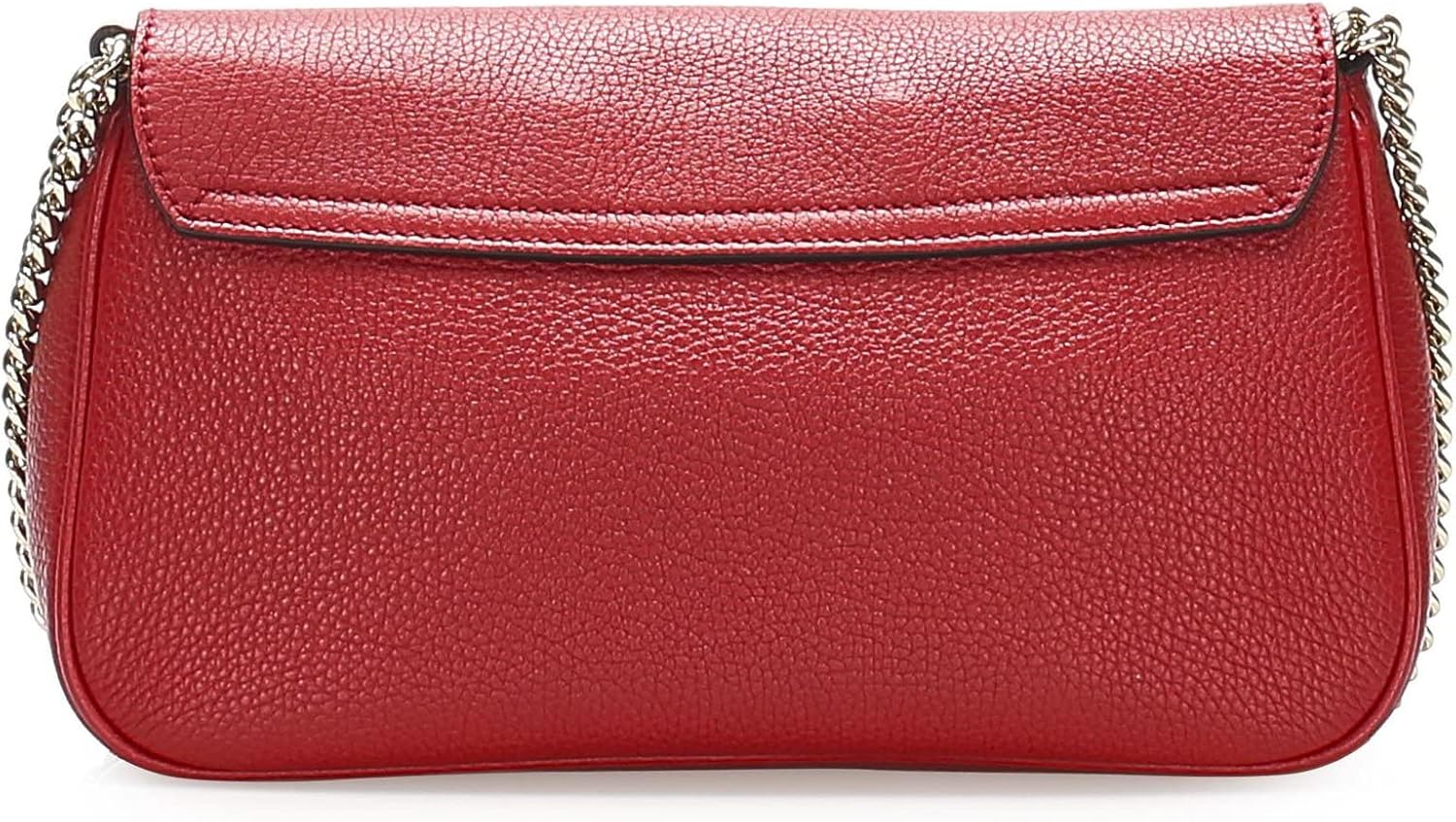 Borsa a tracolla Gucci Soho Interlocking GG in pelle rossa con catenina e patta Italia nuova