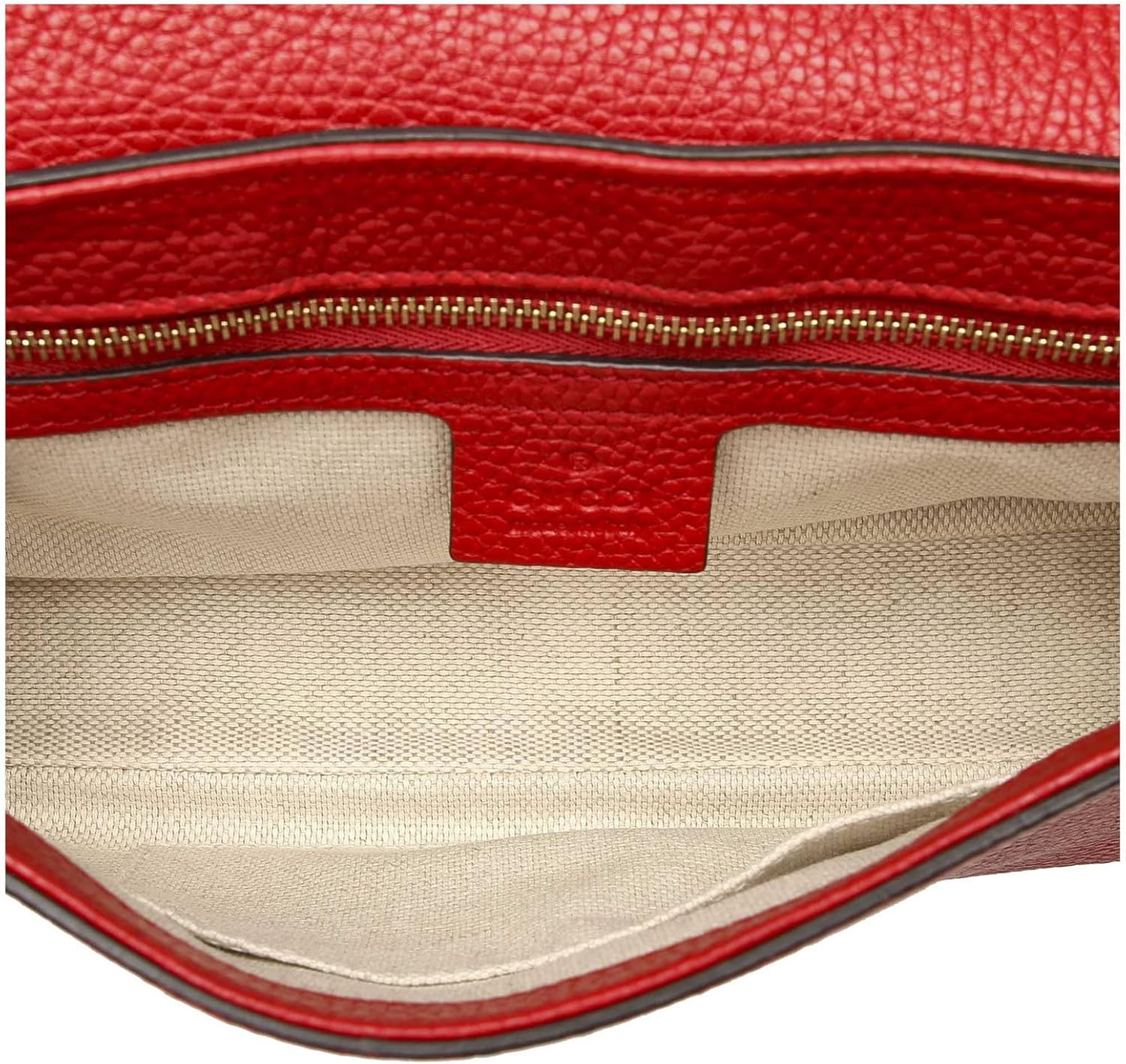 Borsa a tracolla Gucci Soho Interlocking GG in pelle rossa con catenina e patta Italia nuova
