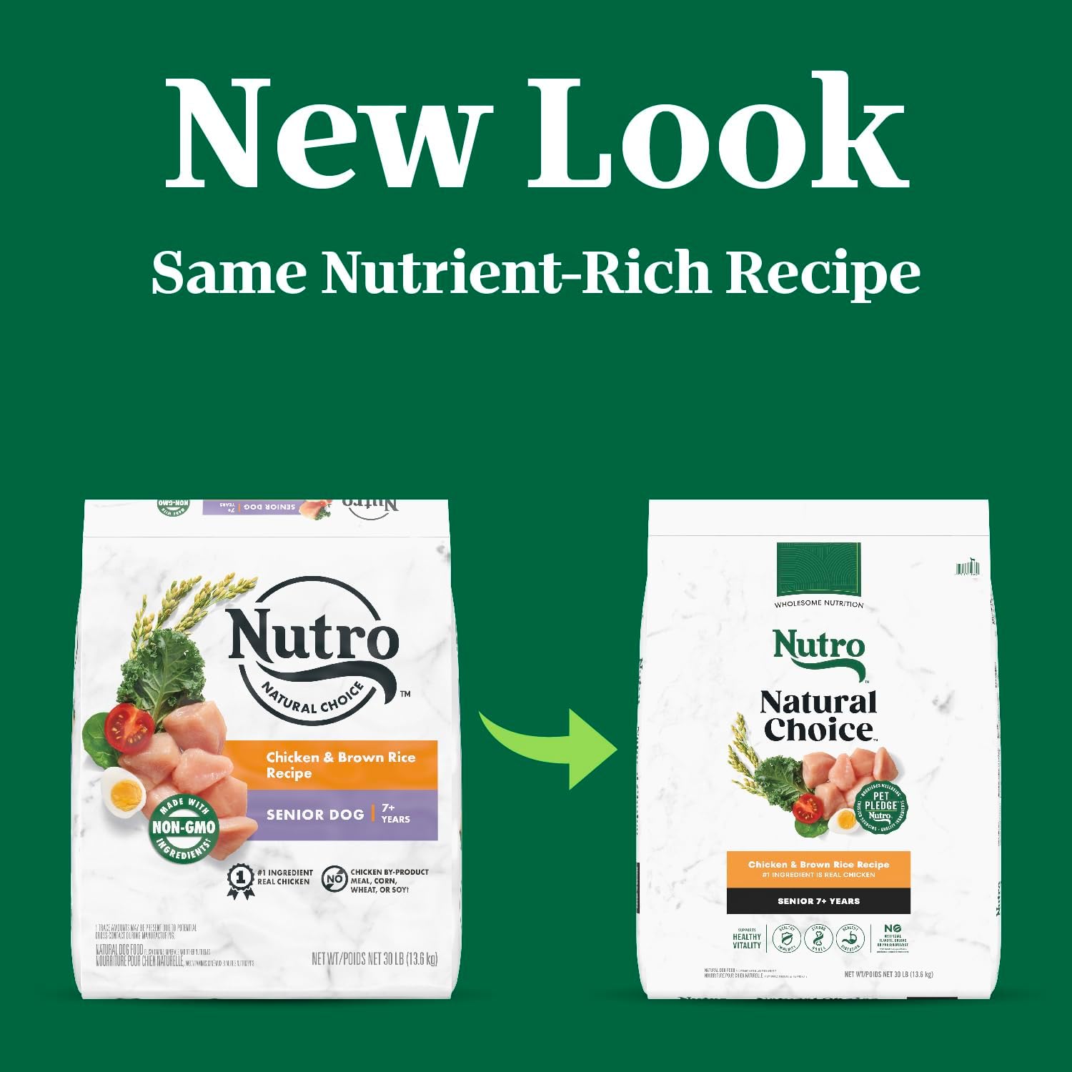 Nutro Natural Choice シニア用ドライドッグフード、チキン＆玄米レシピ、30 ポンド。