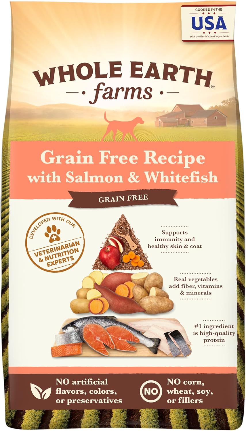 Whole Earth Farms Natural Grain Free Dry Kibble, Wholesome And Healthy Dog Food, Salmon And Whitefish Recipe - 25 LB Bag · v2