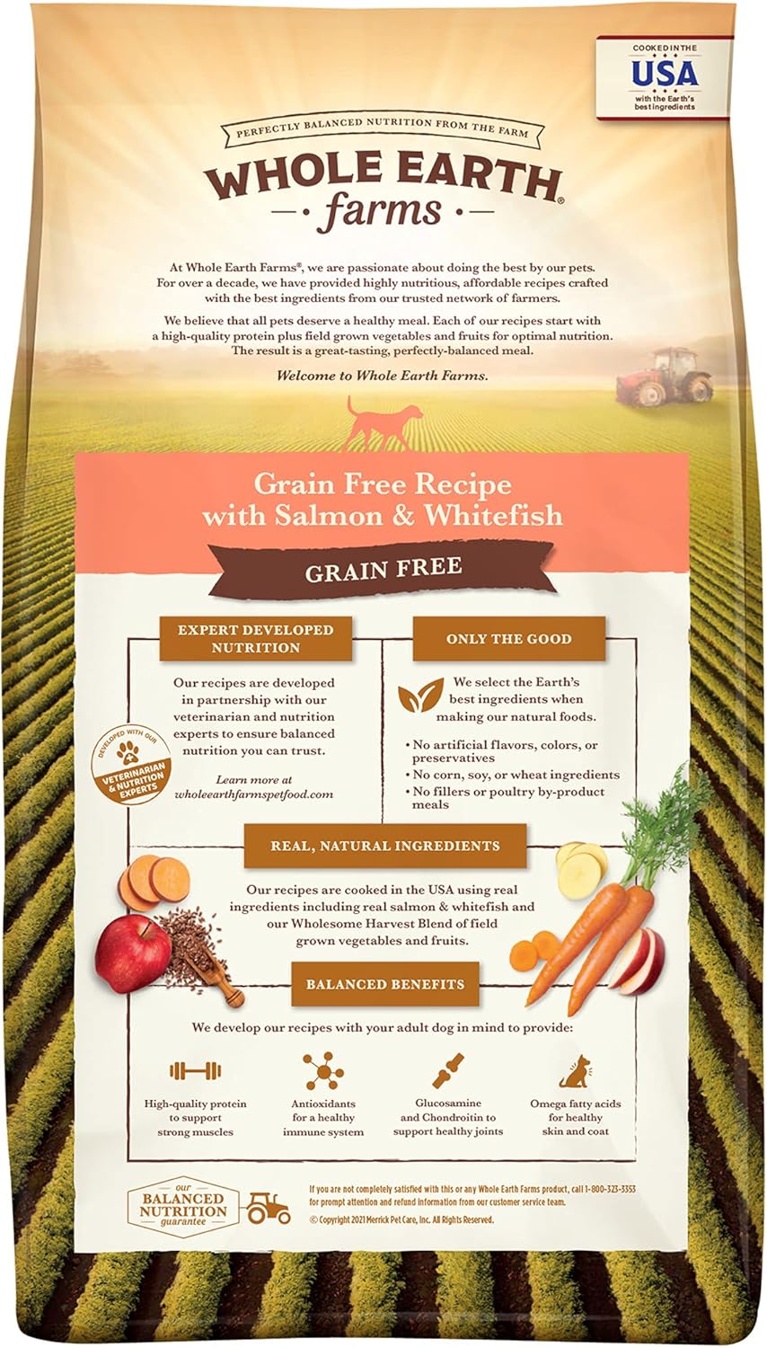 Whole Earth Farms Natural Grain Free Dry Kibble, Wholesome And Healthy Dog Food, Salmon And Whitefish Recipe - 25 LB Bag · v2