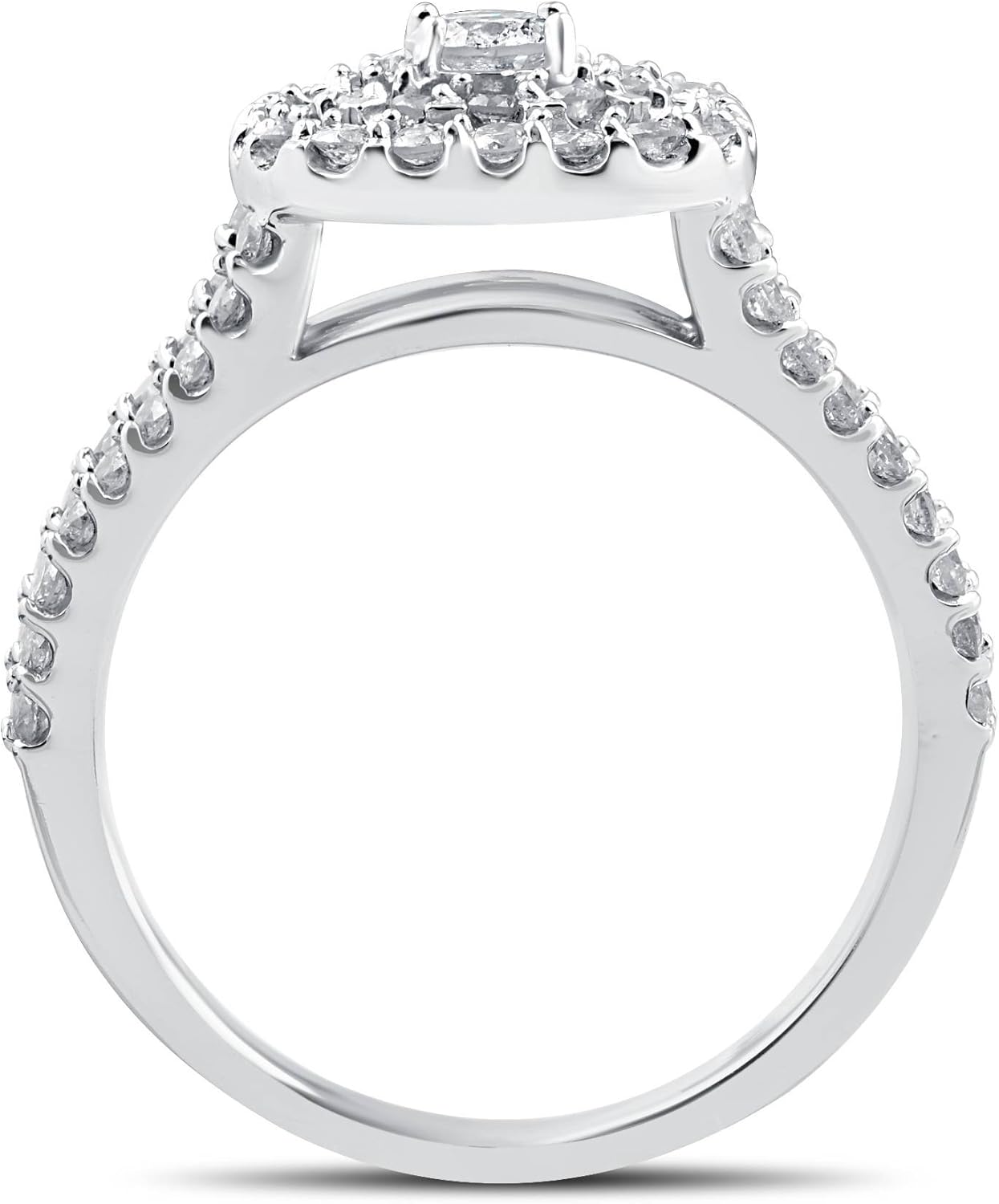 1 1/10ct Cushion Halo Diamond Engagement Wedding Ring Set 10K White Gold Carat · v2
