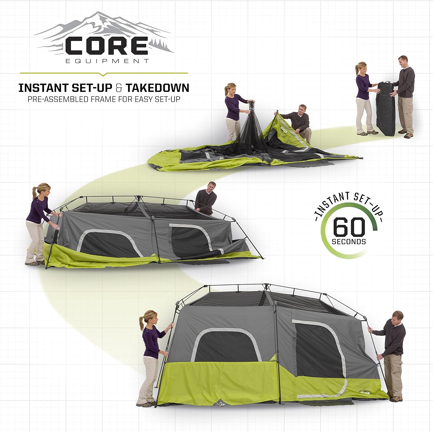 Core 9 Person Instant Cabin Tent - 14 x 9', Green (40008) · v2