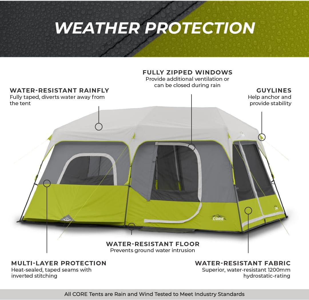 Core 9 Person Instant Cabin Tent - 14 x 9', Green (40008) · v2