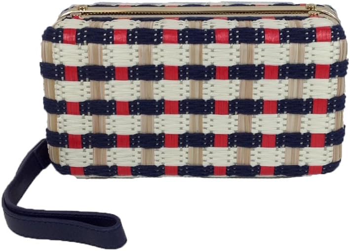 Tory Burch Daisy Multi Straw Clutch Wristlet, Tory Navy/Red · v4