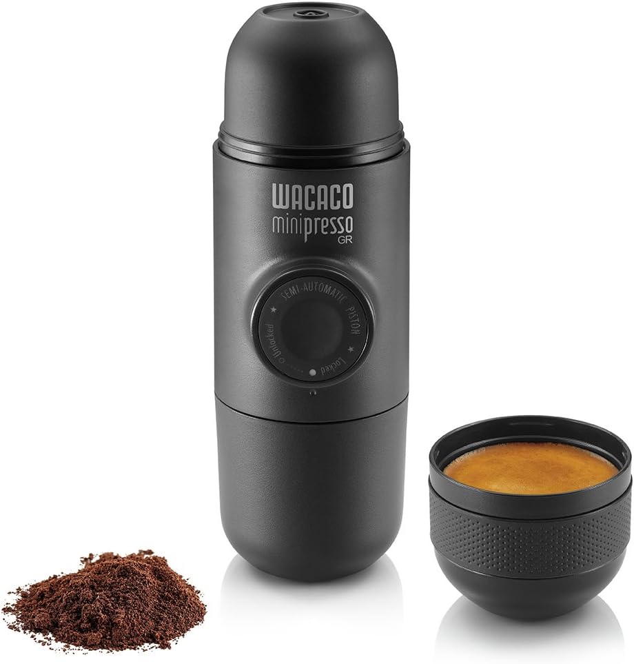 Minipresso GR WACACO, máquina de café espresso portátil, compatible con café molido, cafetera manual, artilugios de viaje, de funcionamiento manual, perfecta para acampar